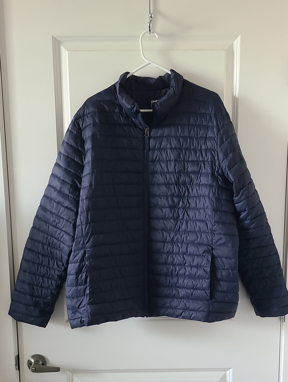 Lands' End Men's Packable Navy Lightweight Quilted Puffer